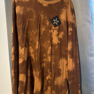 Brown Cowboys Tie-Dye Long Sleeve Shirt brand new